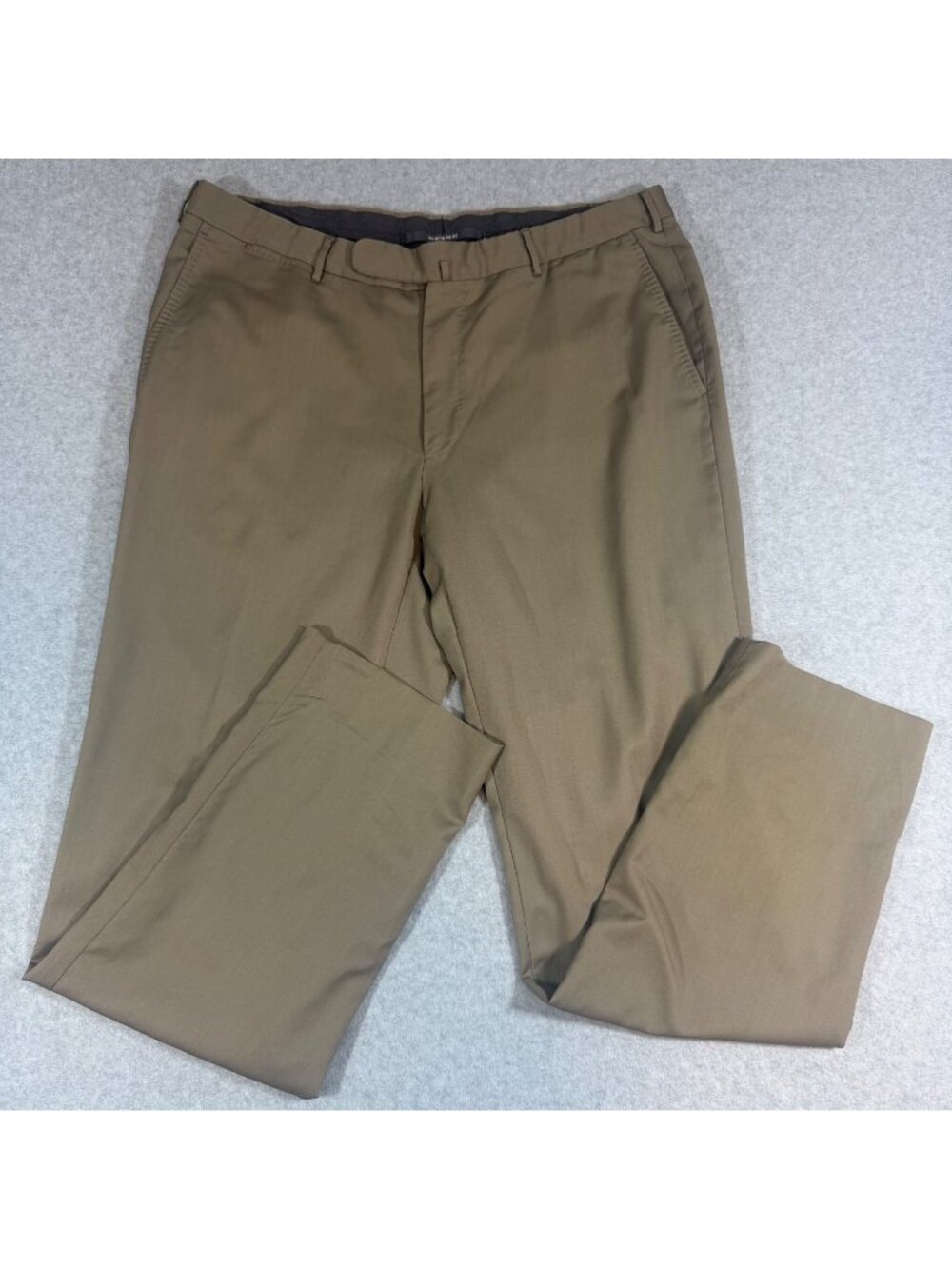 Ermenegildo Zegna Microsphere Wool Dress Pants Men Size 56R Brown Regular Fit